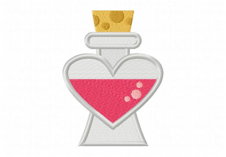 Love potion bottle machine embroidery design  daily embroidery