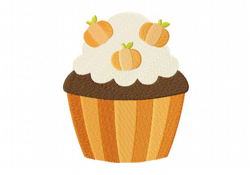 Thanksgiving Pumpkin Cupcake Machine Embroidery Design