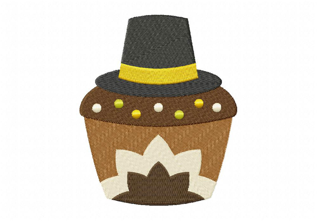 Thanksgiving Pilgrim Cupcake Machine Embroidery Design