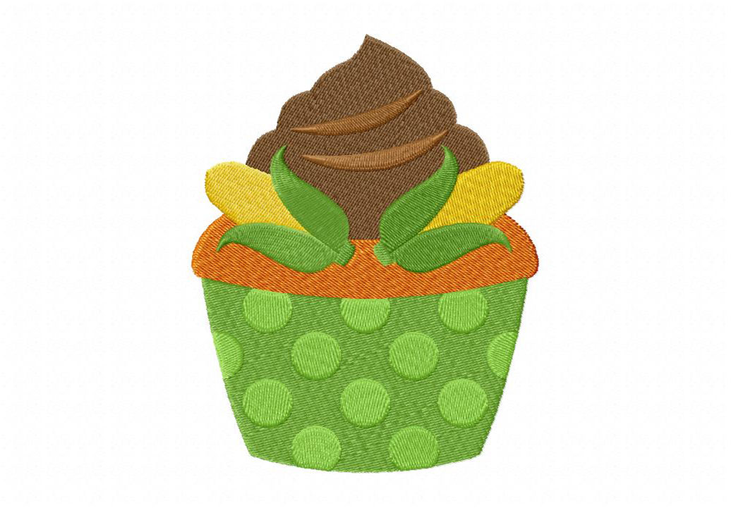 Thanksgiving Cupcake Corns Machine Embroidery Design