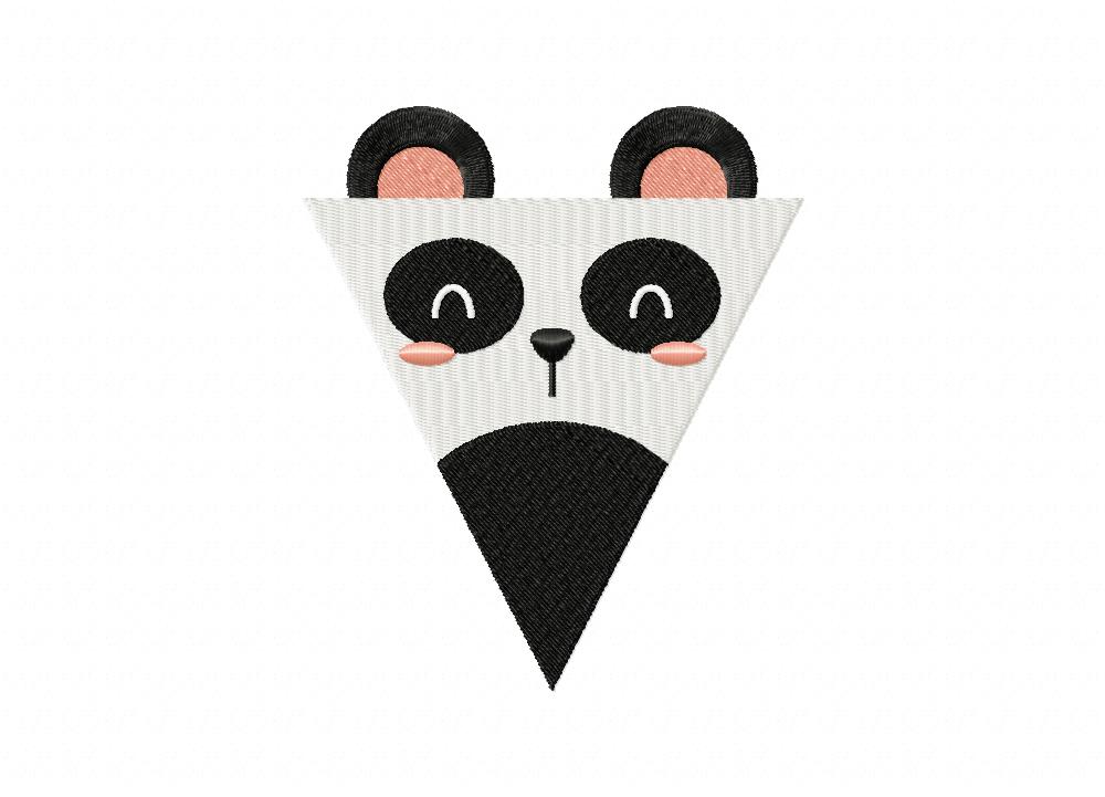 Panda Party Flag Machine Embroidery Design