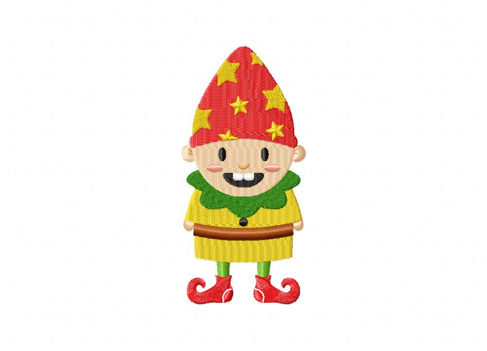 Cute Christmas Elf Stars Machine Embroidery Design