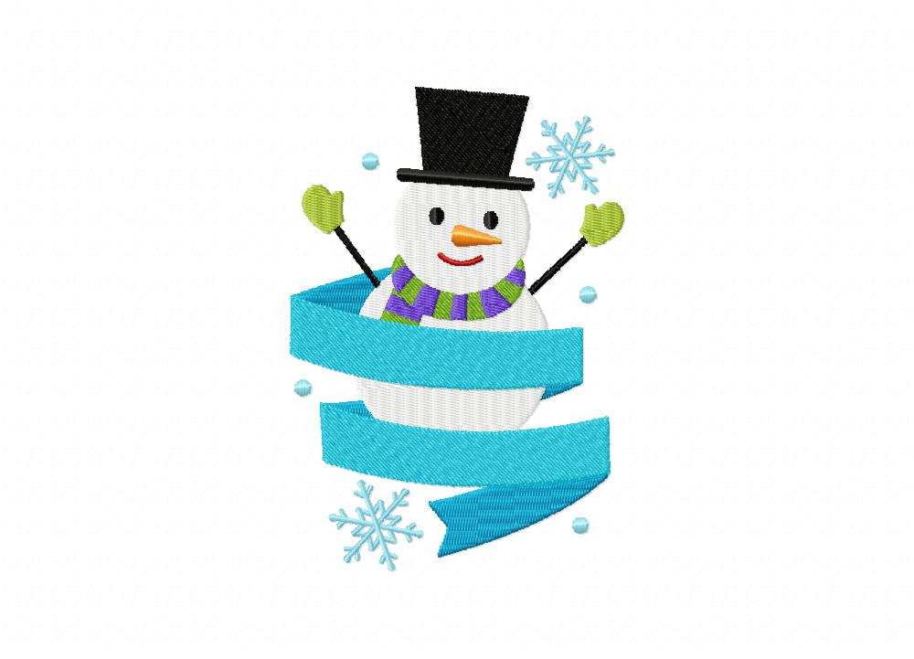 Holiday Snowman Ribbon Machine Embroidery Design - Image 2