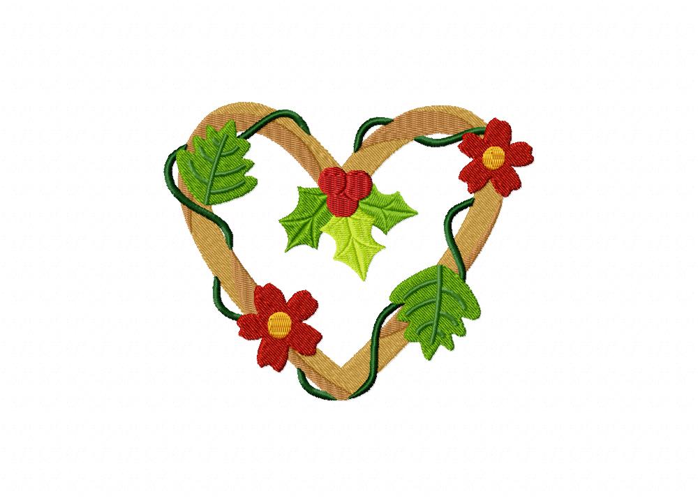 Yuletide Heart Wreath Beauty Machine Embroidery Design