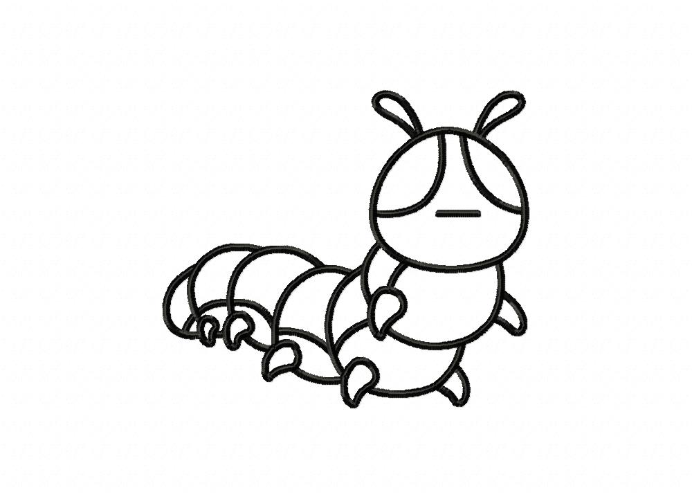Caterpillar Insect Outline Machine Embroidery Design - Daily Embroidery