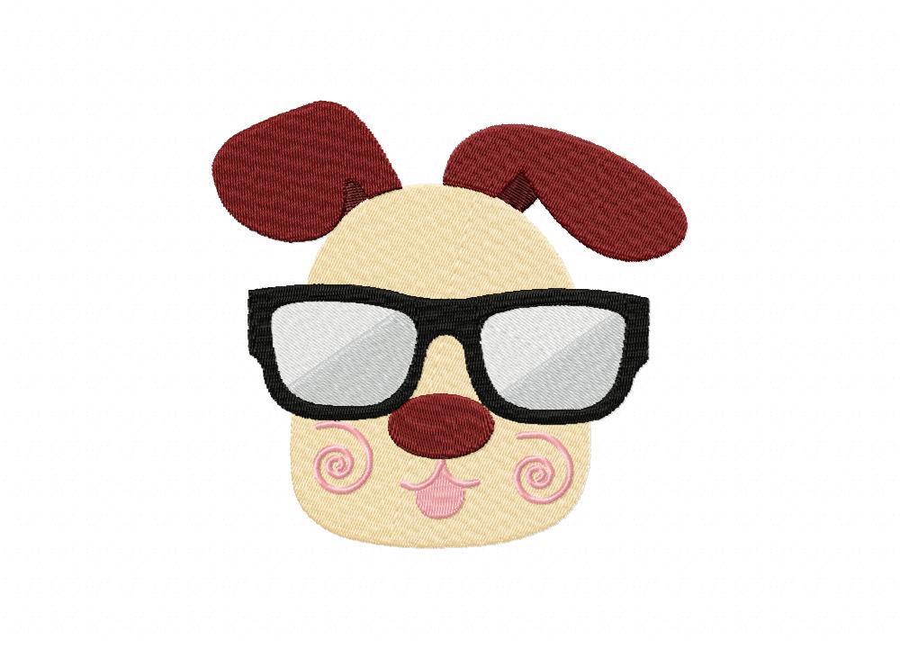 Puppy And Sunglasses Machine Embroidery Design