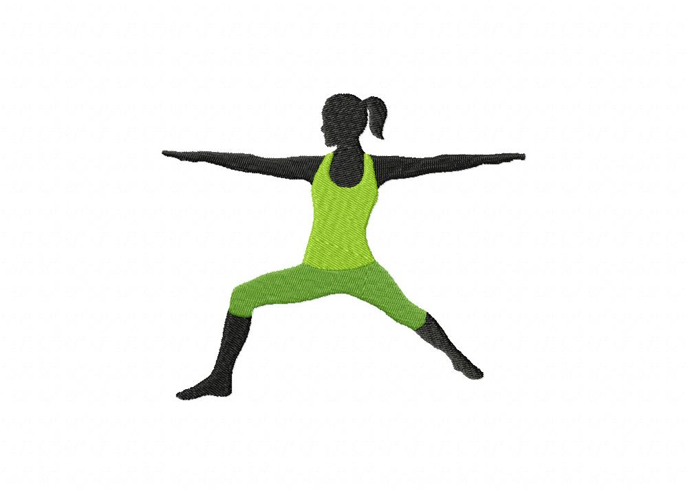 Virabhadrasana Yoga Pose Machine Embroidery Design