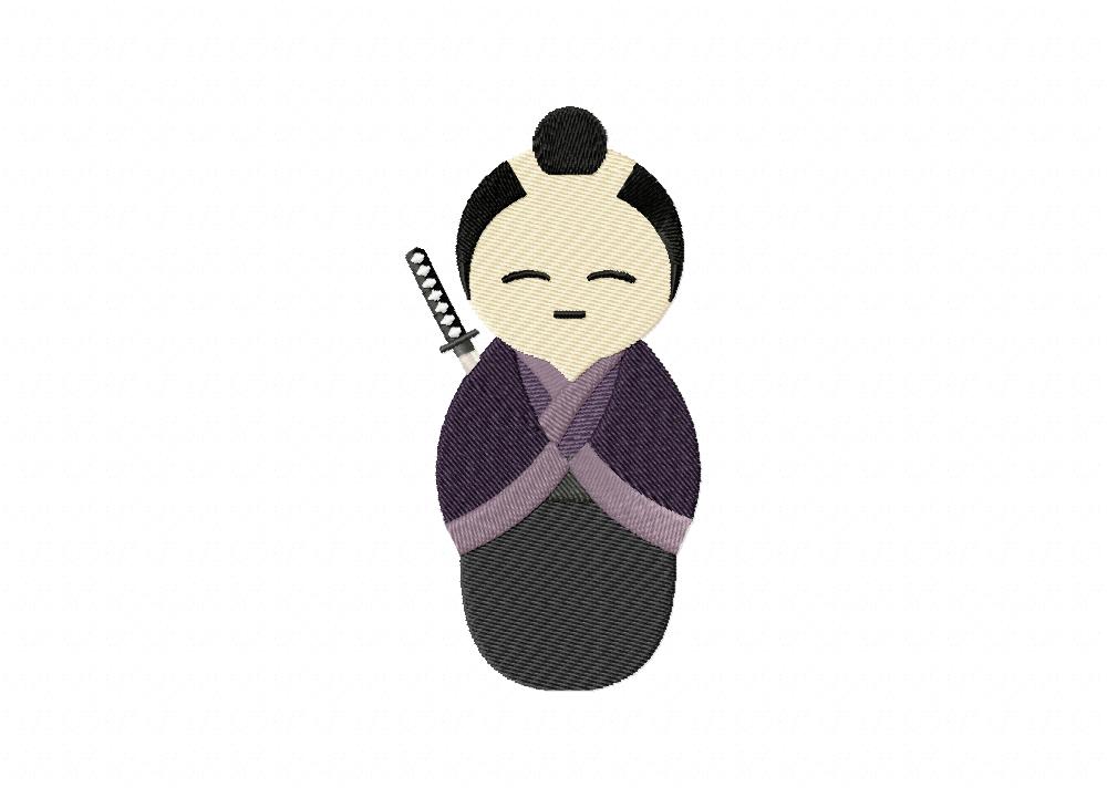 Kokeshi Boy Warrior Machine Embroidery Design