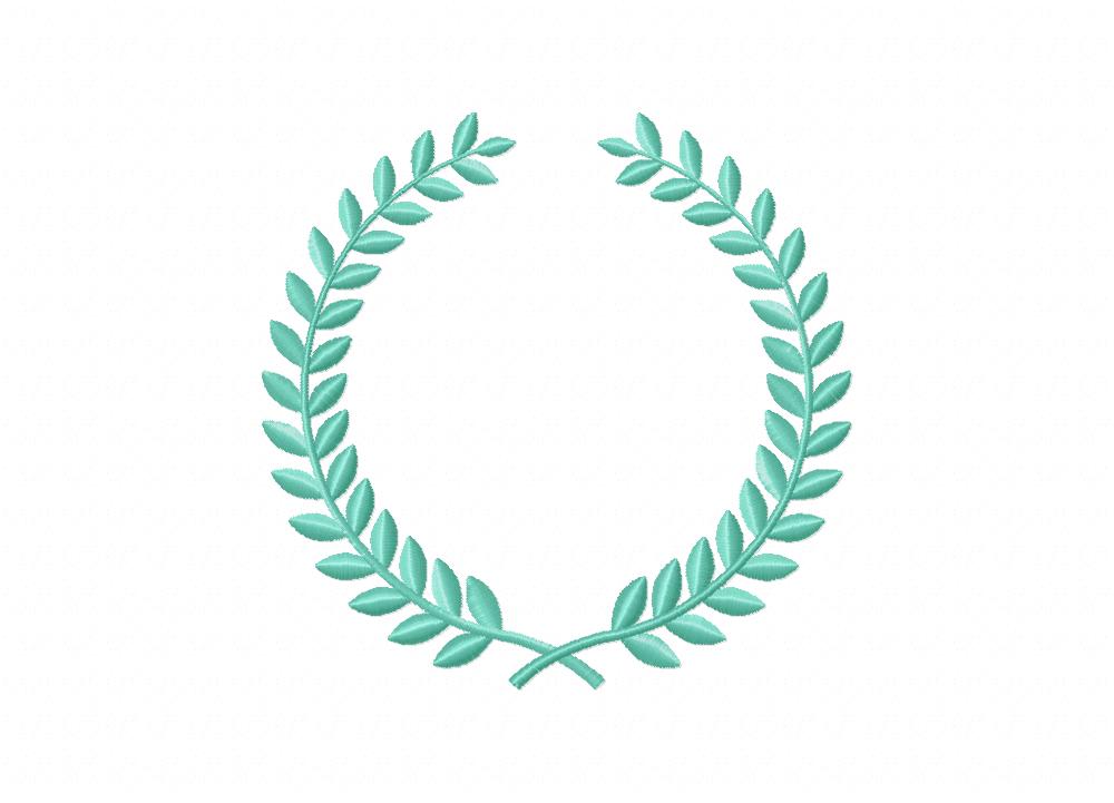 Vintage Label Blue Wreath Machine Embroidery Design - Image 2