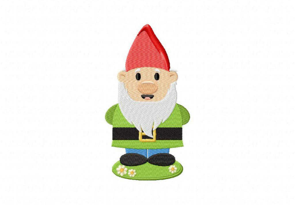 Happy garden gnome machine embroidery design  daily embroidery