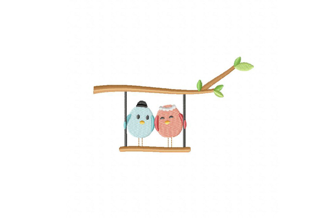 Bird Couple Machine Embroidery Design - Image 3