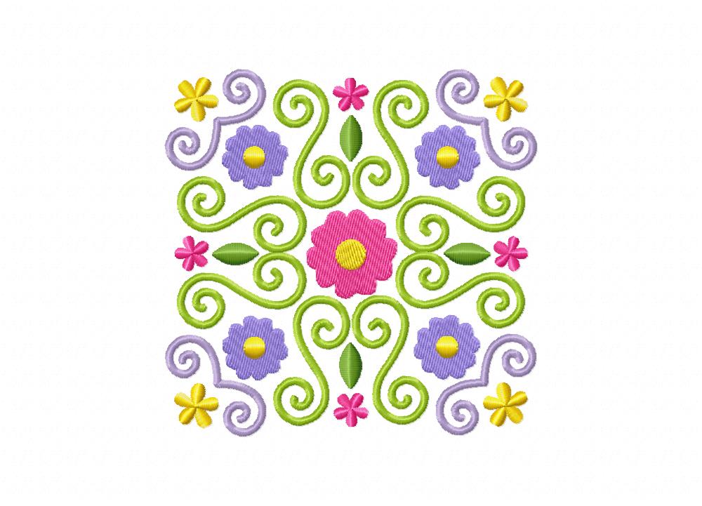 Blooming Block 4 Machine Embroidery Design