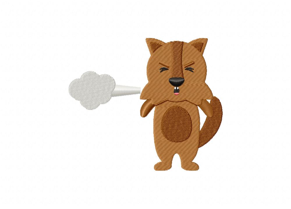 Blowing Wolf Machine Embroidery Design