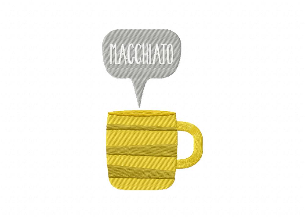Coffee Cup Macchiato Machine Embroidery Design