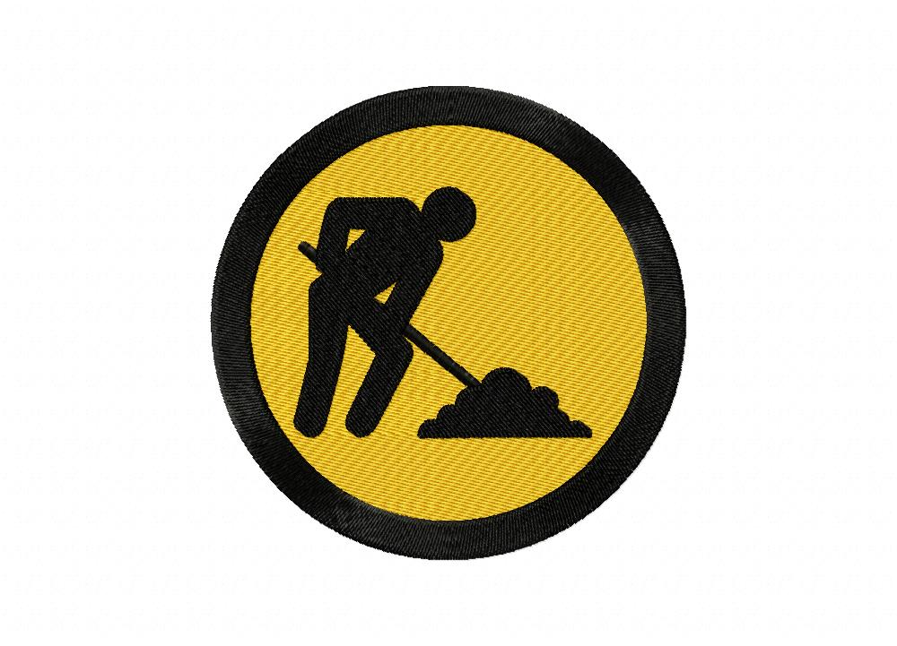 Construction Site Badge Labor Machine Embroidery Design