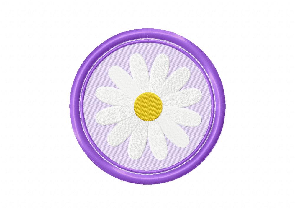 Cute Blossom in Purple Frame Machine Embroidery Design