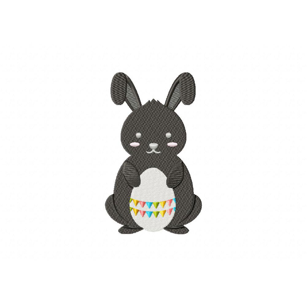 Easter Bunny Grey Machine Embroidery Design - Image 2