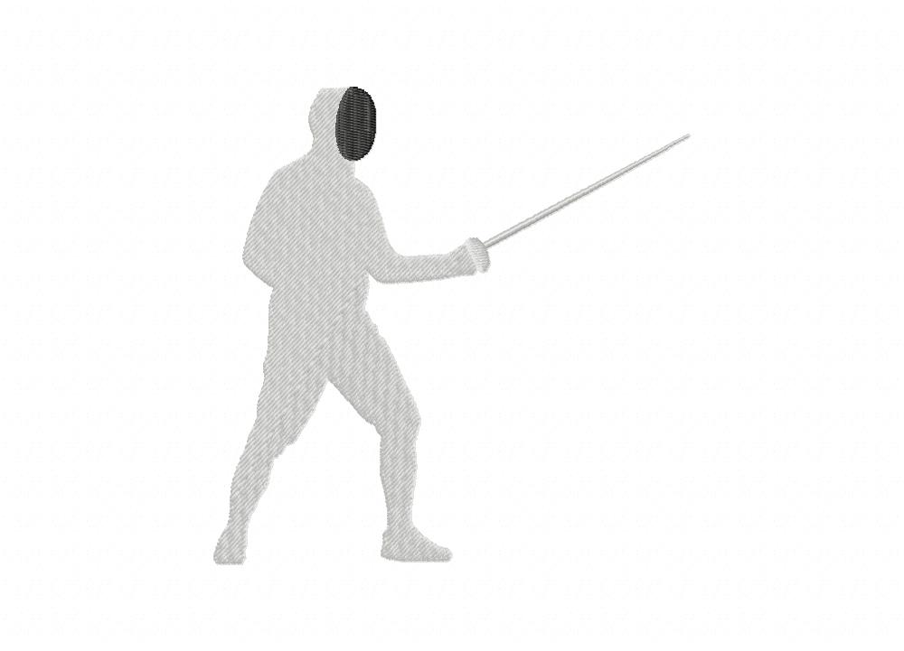 Fencing Player Pose Machine Embroidery Design