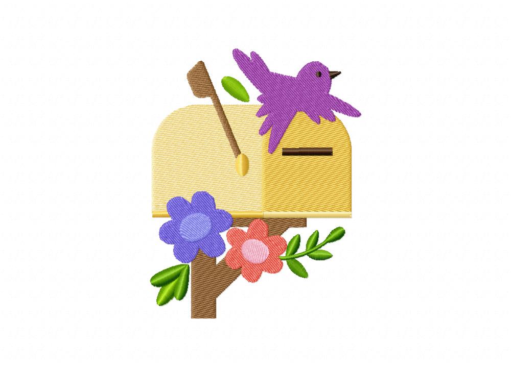 Garden Mailbox Yellow Machine Embroidery Design