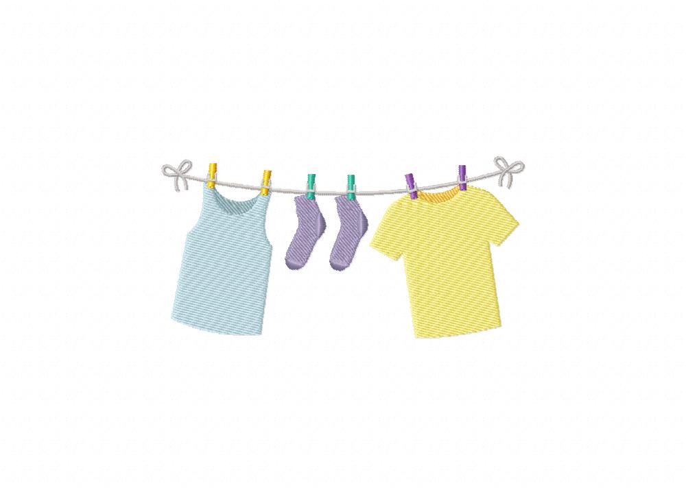 Hanging Laundry Machine Embroidery Design