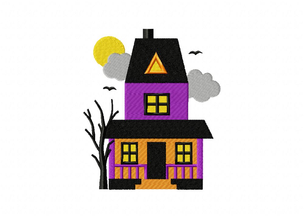 Up and Down Haunted House Machine Embroidery Design