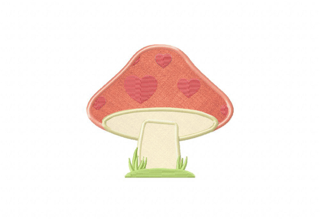 Heart Mushroom includes Applique and Stitched