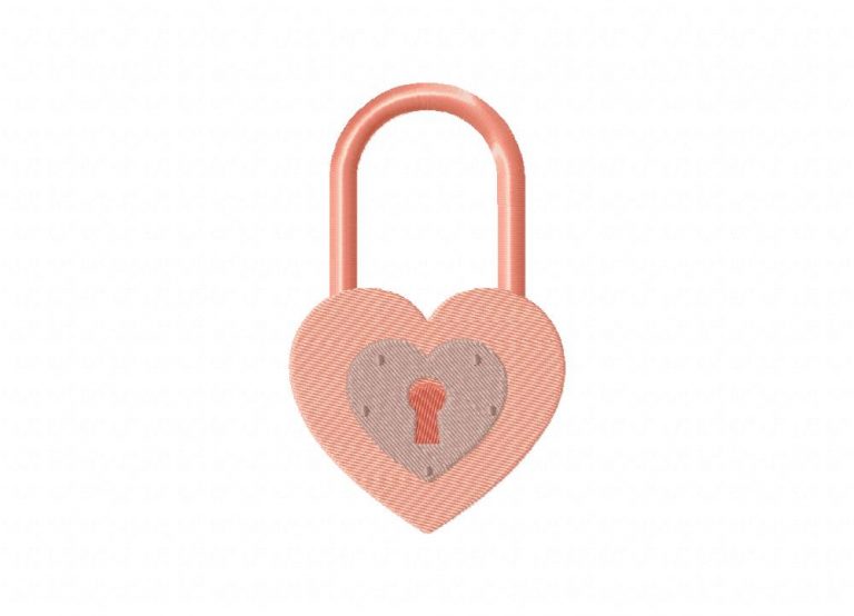 Heart lock includes both applique and stitched  daily embroidery