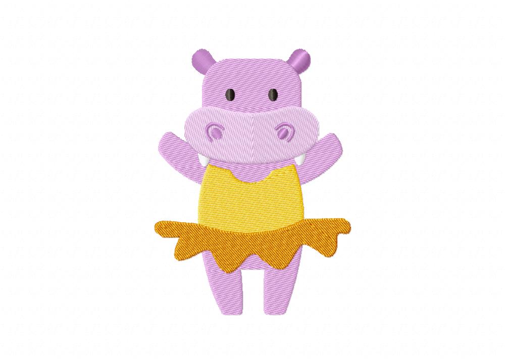 Hippo in Tutu Machine Embroidery Design