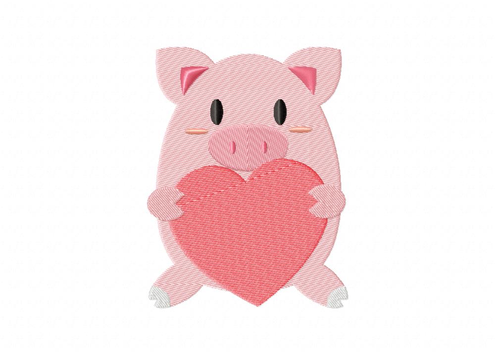 I heart you Pig Machine Embroidery Design