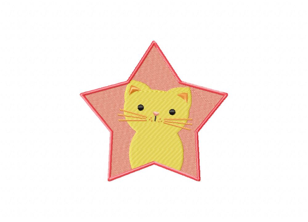 Kitty Star Machine Embroidery Design