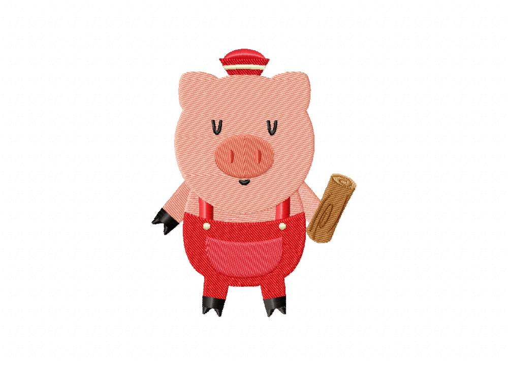 Middle Little Pig Machine Embroidery Design