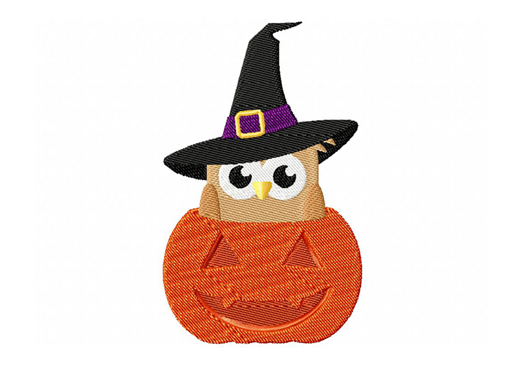 Owl in Jack O Lantern Machine Embroidery Design