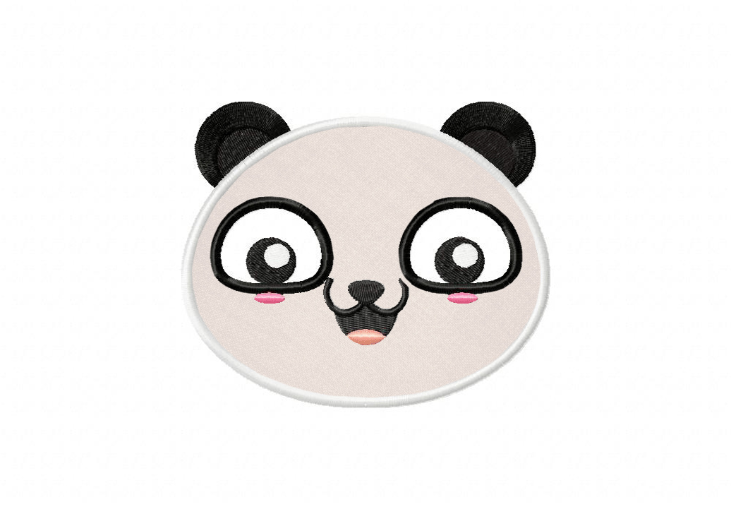Panda Face 3 includes Applique and Stitched