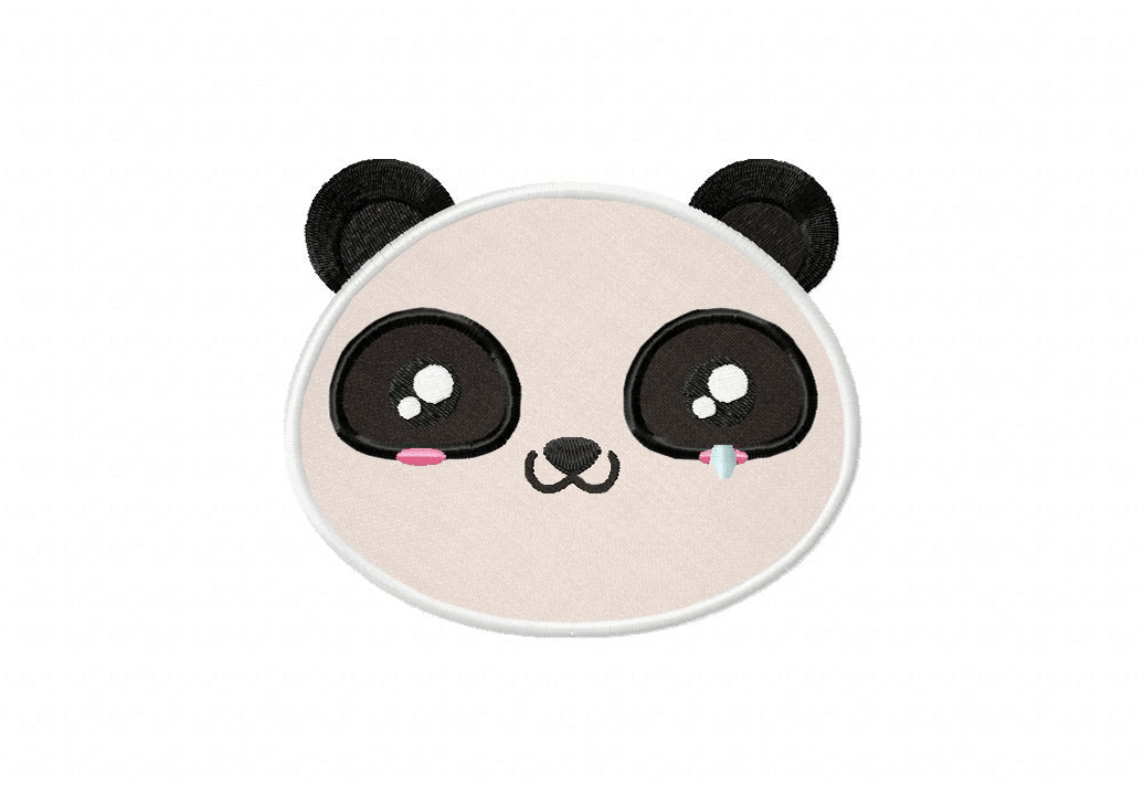 Panda Face 5 includes Applique and Stitched