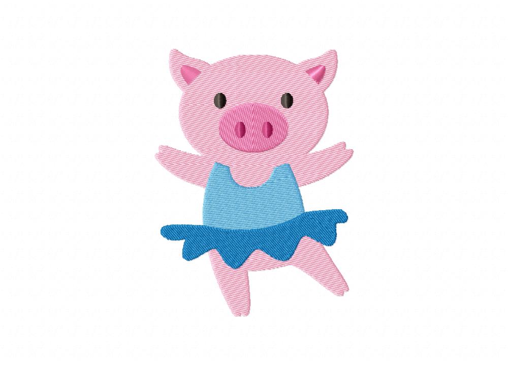 Piggy in Tutu Machine Embroidery Design