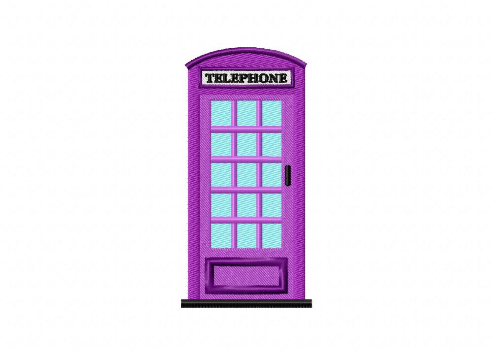 Purple Phone Booth Machine Embroidery Design