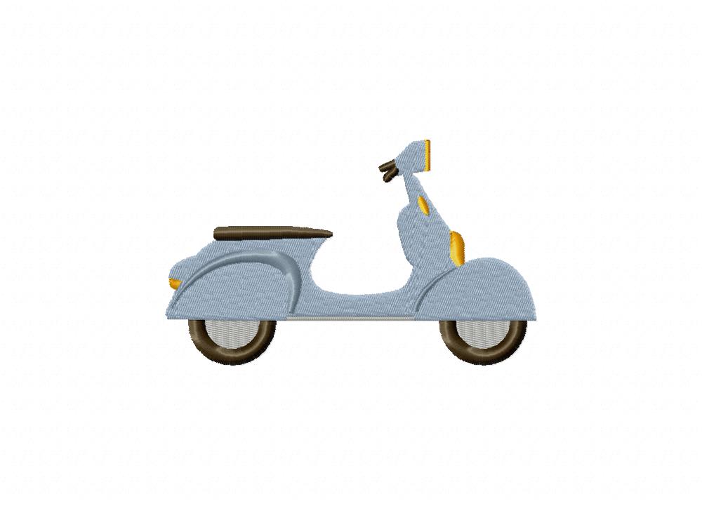 Grey Scooter Machine Embroidery Design