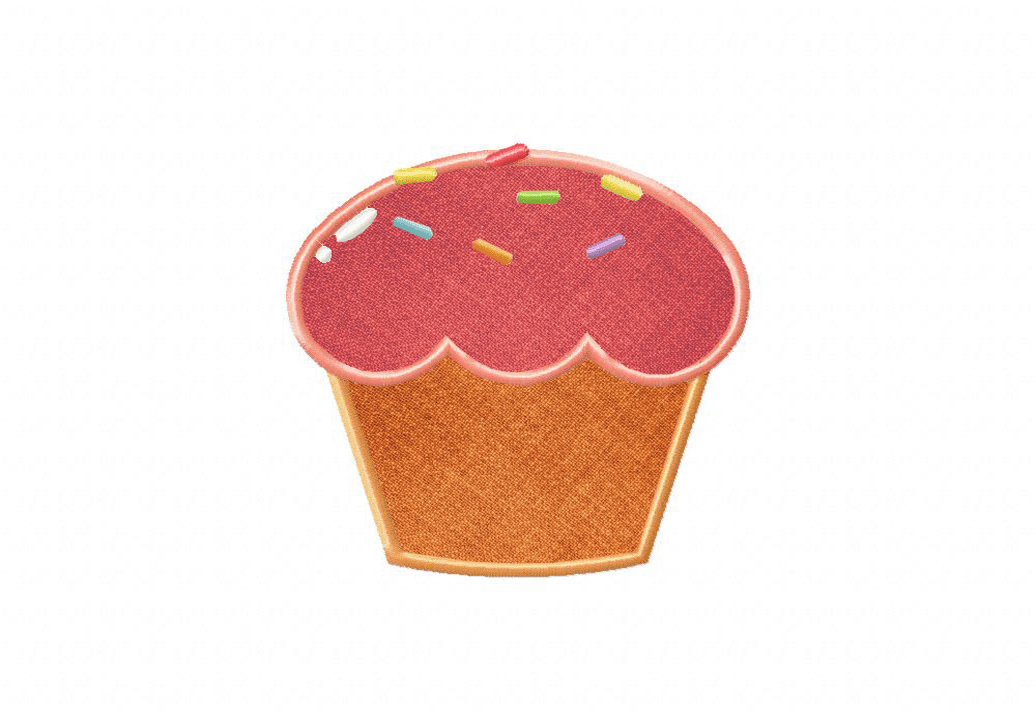 Strawberry Sprinkles Cupcake includes Applique and Stitched