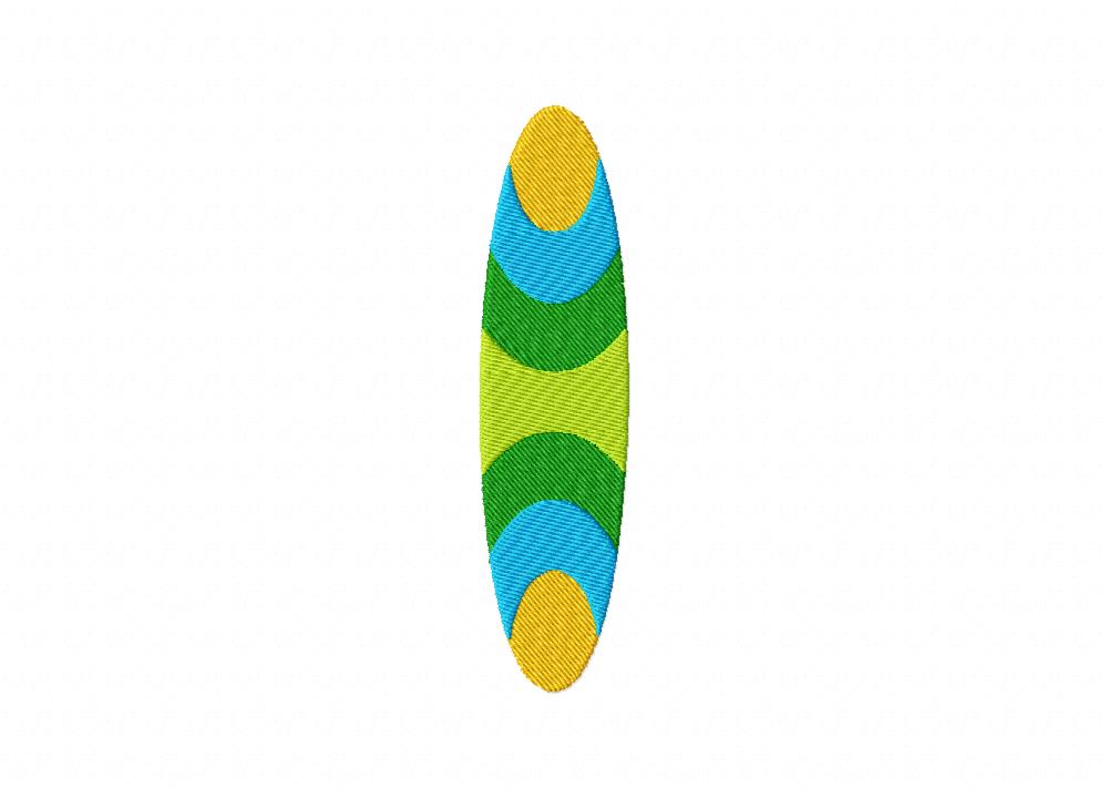 Green Surfboard Machine Embroidery Design
