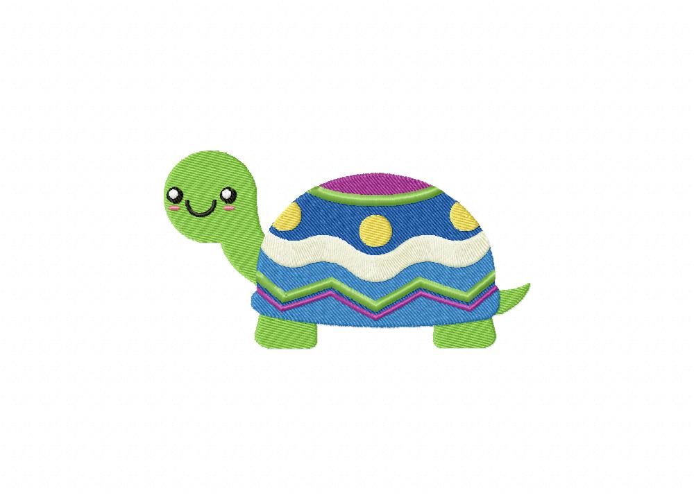 Blue Turtle Machine Embroidery Design