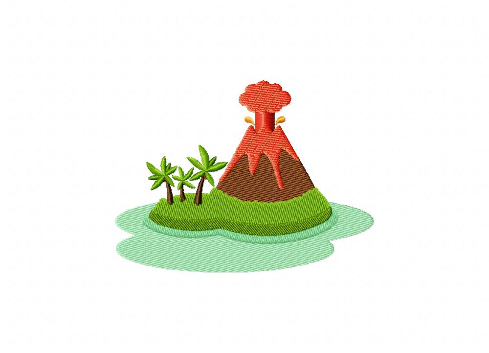 Volcano Island Machine Embroidery Design