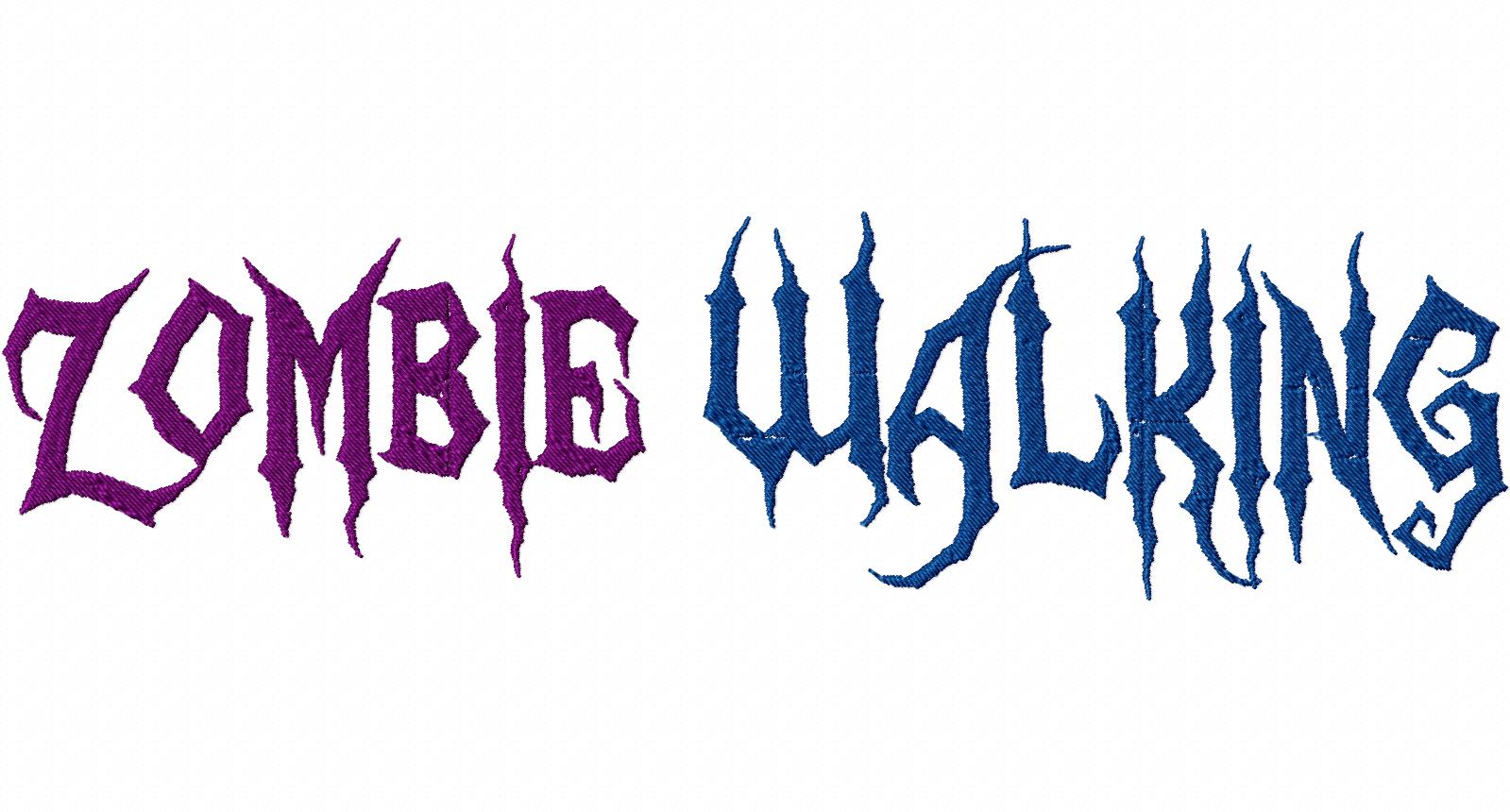 Zombie Walking Machine Embroidery Font Design