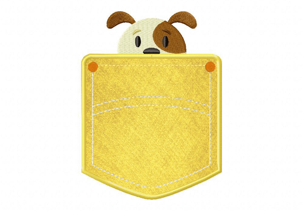 Pocket Puppy Includes Both Applique and Stitched
