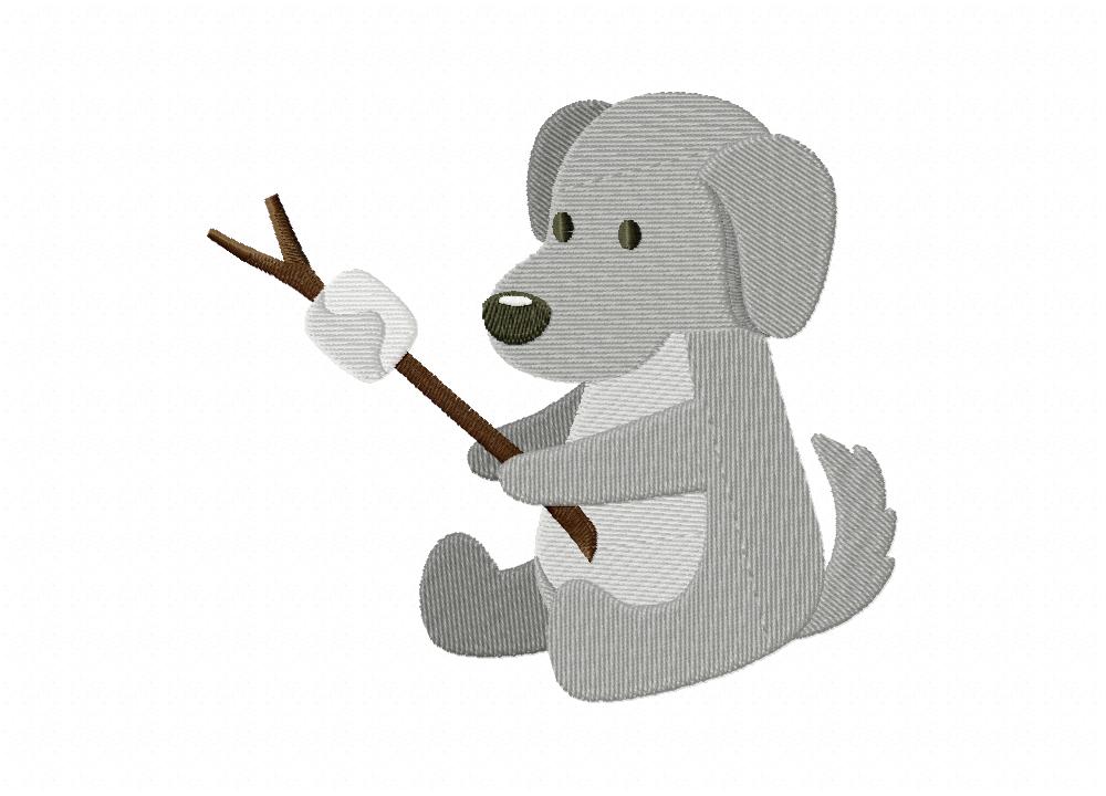 Toasting Marshmallow Puppy Machine Embroidery Design - Image 2