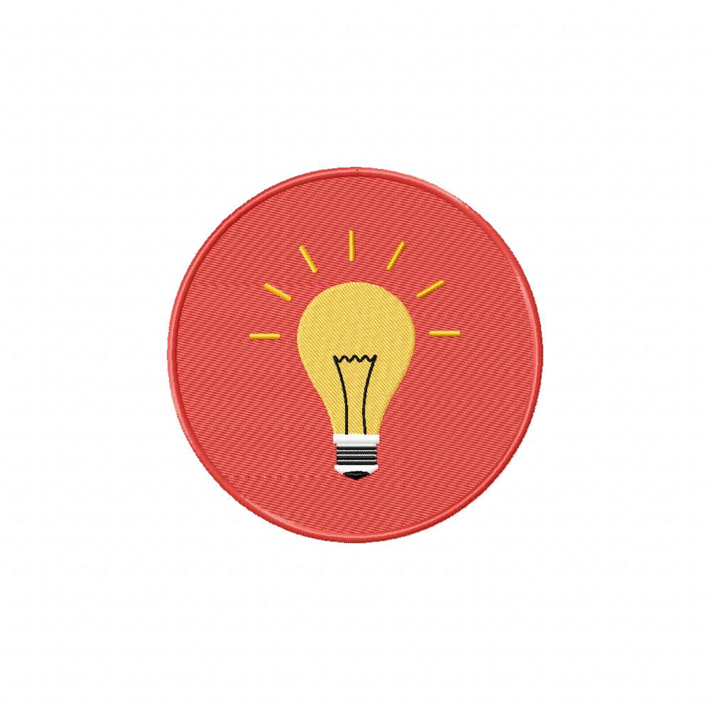 Bright Idea Badge Machine Embroidery Design