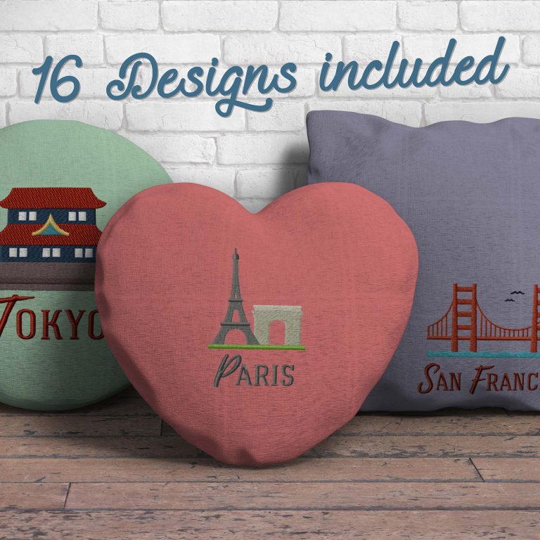 World city landmarks embroidery design pack  daily embroidery World city landmarks embroidery design pack  daily embroidery