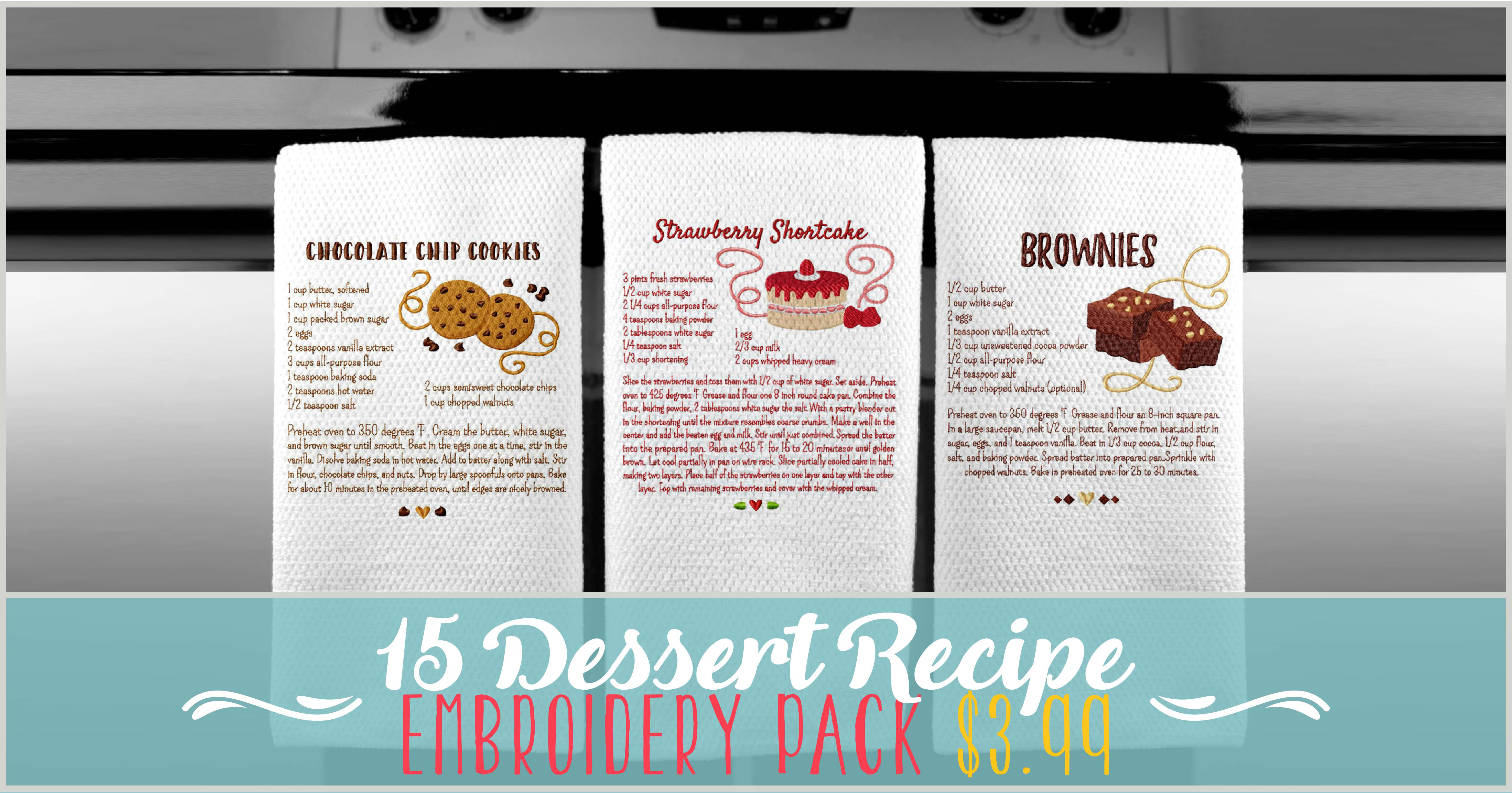 Dessert recipes machine embroidery design pack  daily embroidery Dessert recipes machine embroidery design pack  daily embroidery