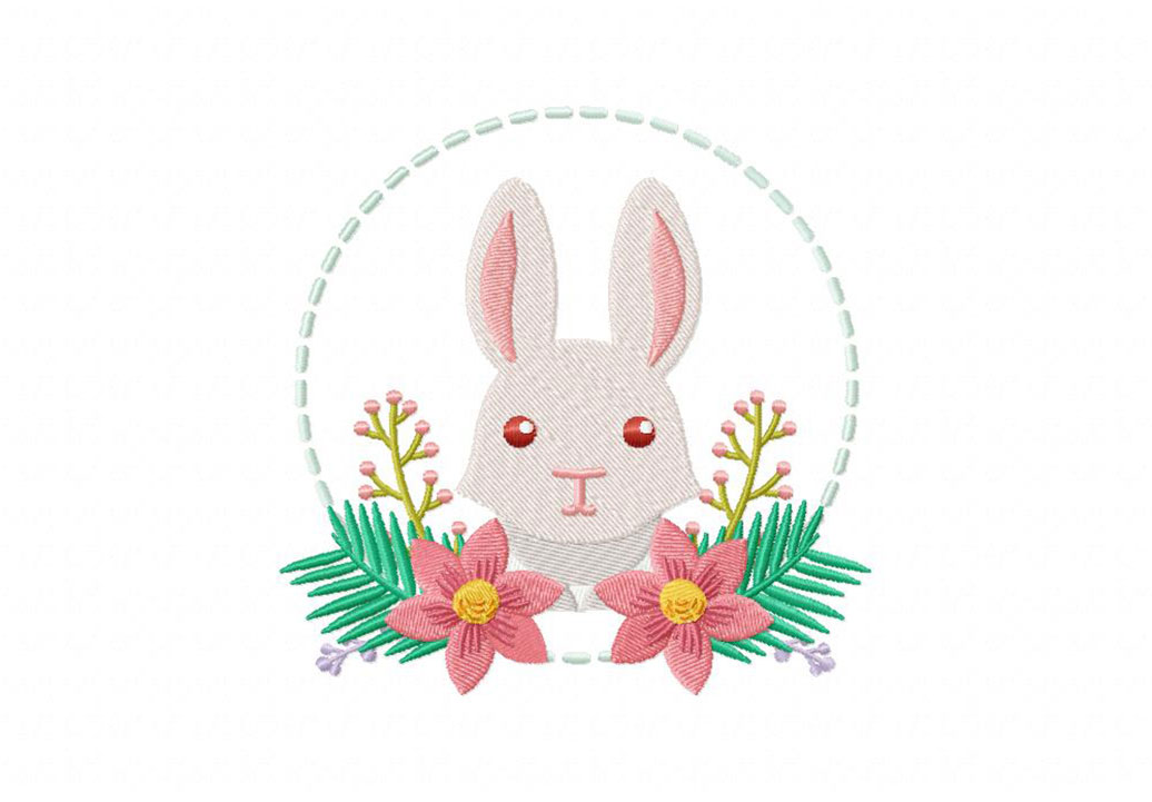 Cute Floral Rabbit Embroidery Design – Daily Embroidery