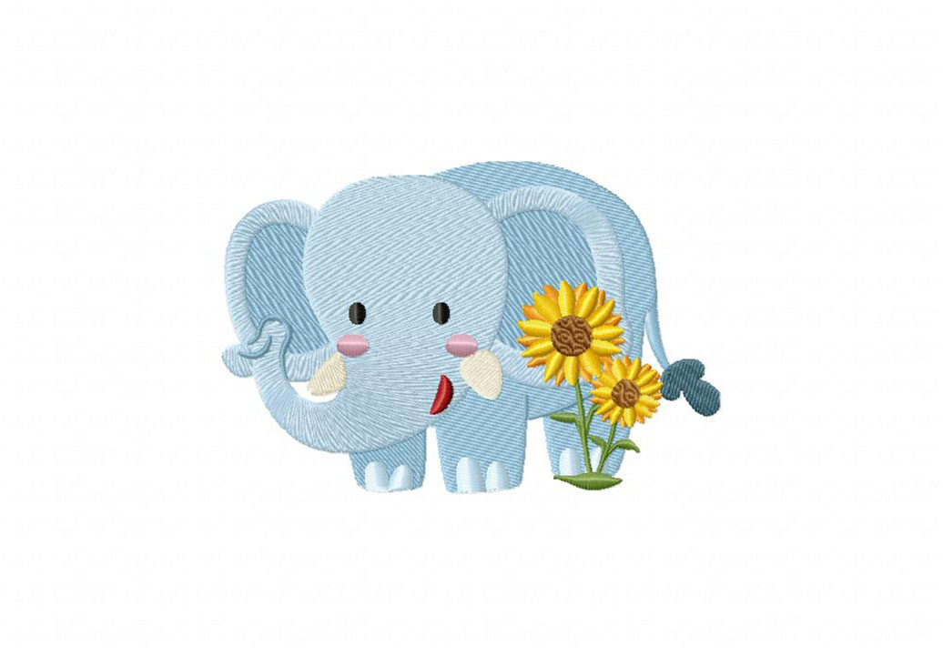 Cute Large Elephant With Sunflower Embroidery Design Daily Embroidery,Simple Modern Small Church Stage Design