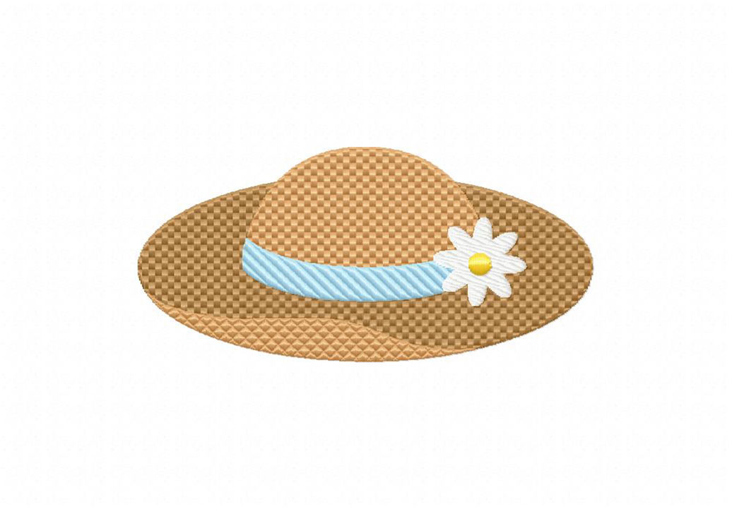 Beach Hat with Flower Includes Both Applique and Stitch Embroidery Design - Image 2